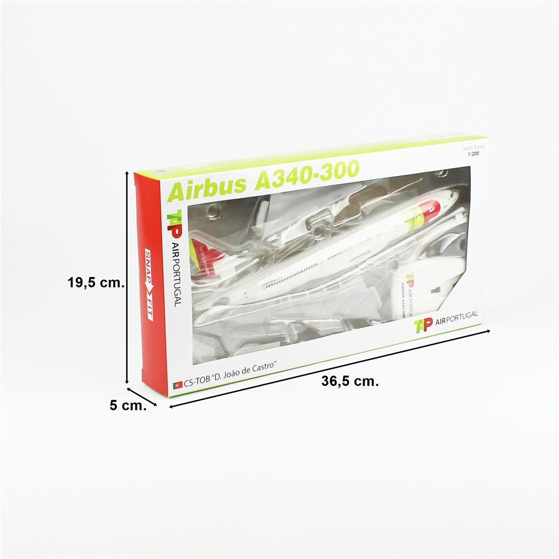 Herpa 614528 1/200 Ölçek, TAP Portekiz Havayolları Airbus A340-300, CS-TOB, Snapfit, Plastik, Standlı, Sergilemeye Hazır Model