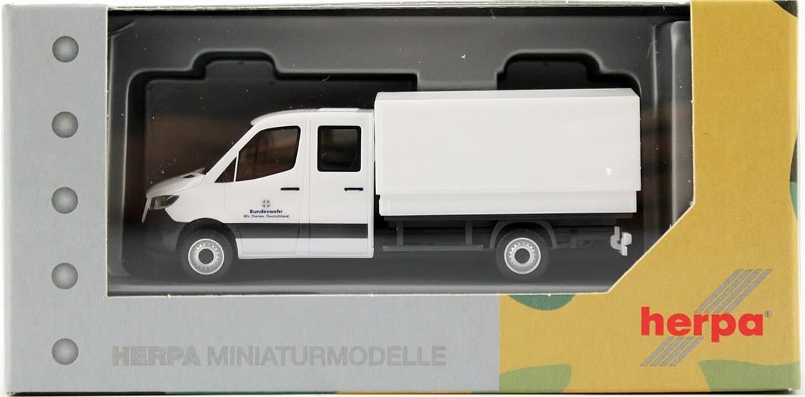 Herpa 700788 1/87 Ölçek MB Sprinter Çift Kabin Kamyonet, Filo logolu, Beyaz, Sergilemeye Hazır Model Araç