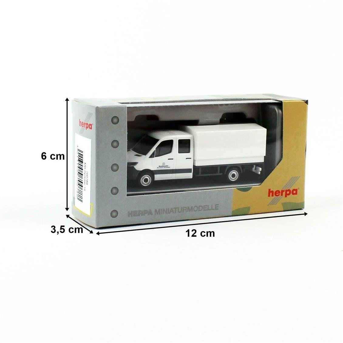 Herpa 700788 1/87 Ölçek MB Sprinter Çift Kabin Kamyonet, Filo logolu, Beyaz, Sergilemeye Hazır Model Araç