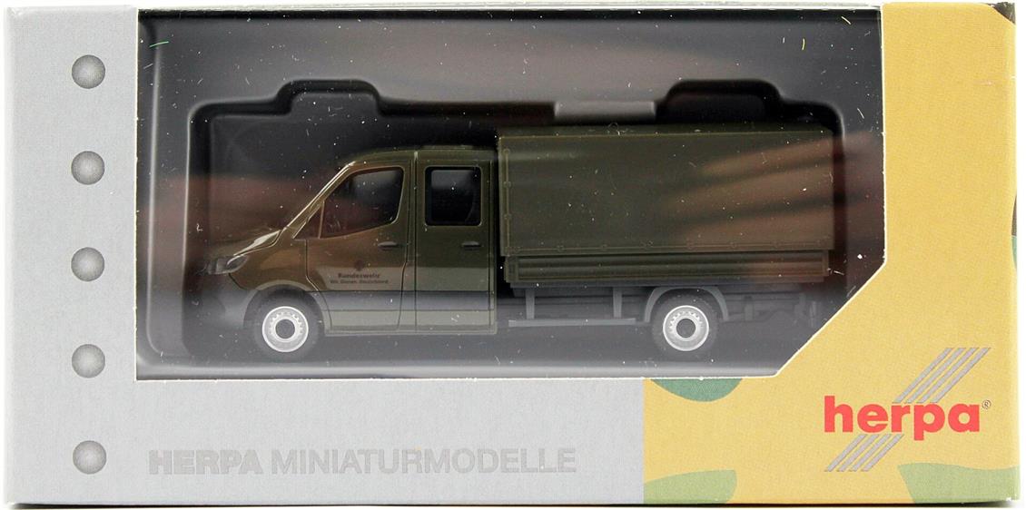 Herpa 700795 1/87 Ölçek MB Sprinter Çift Kabin Kamyonet, Koyu Yeşil, Sergilemeye Hazır Model Araç