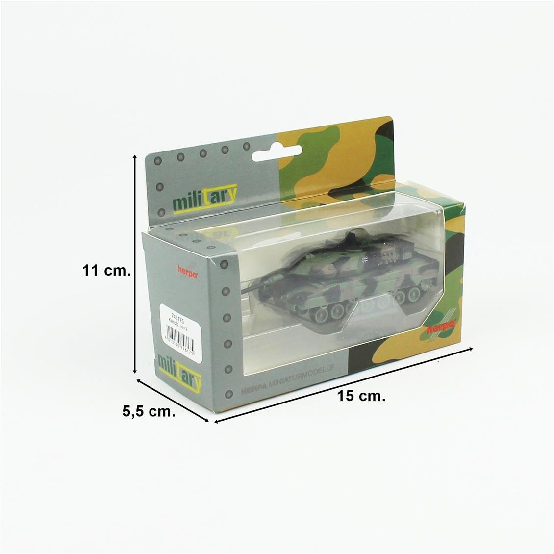 Herpa 746175 1/87 Ölçek, Leopard 2A7 Kamuflajlı Ana Muharebe Tankı, Sergilemeye Hazır Askeri Model Araç