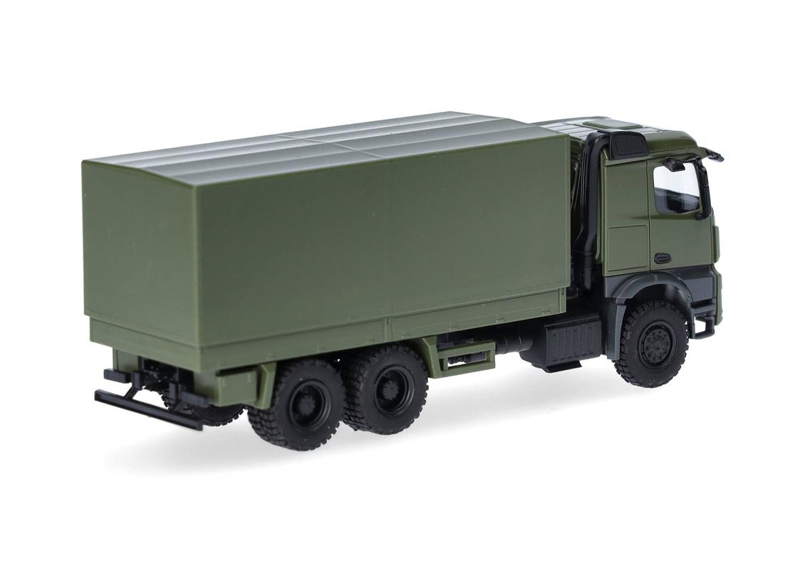 Herpa 747165 1/87 Ölçek, Mercedes-Benz Arocs 6x6, Düz Kasalı ve Brandalı, Sergilemeye Hazır Model Araç