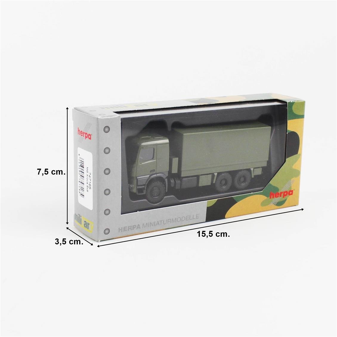 Herpa 747165 1/87 Ölçek, Mercedes-Benz Arocs 6x6, Düz Kasalı ve Brandalı, Sergilemeye Hazır Model Araç