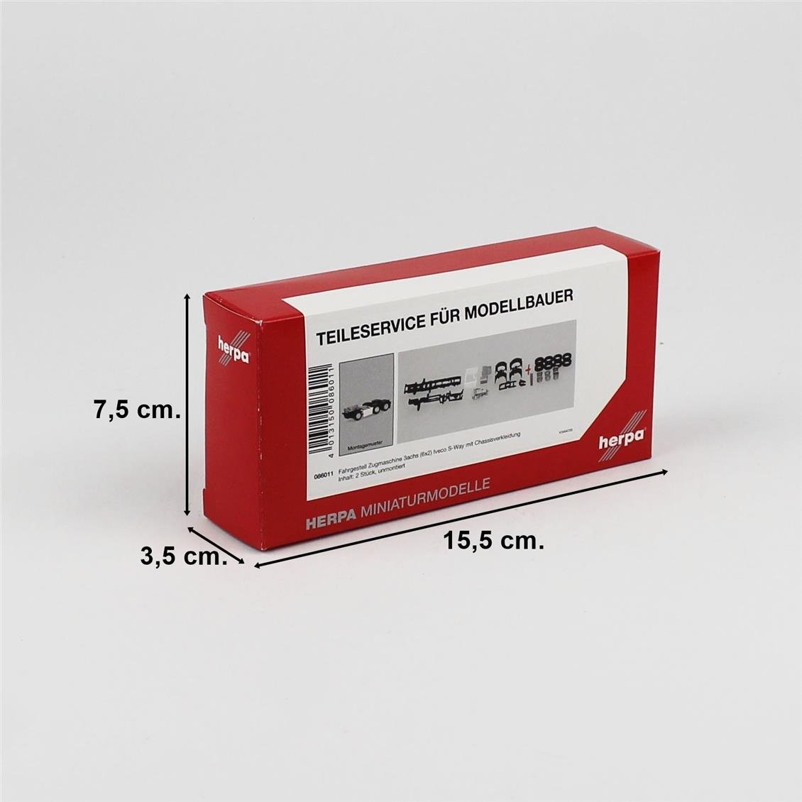 Herpa 86011 1/87 Ölçek, Iveco (6x2) S-Way 3 Akslı Şase, Sergilemeye Hazır Model Araç