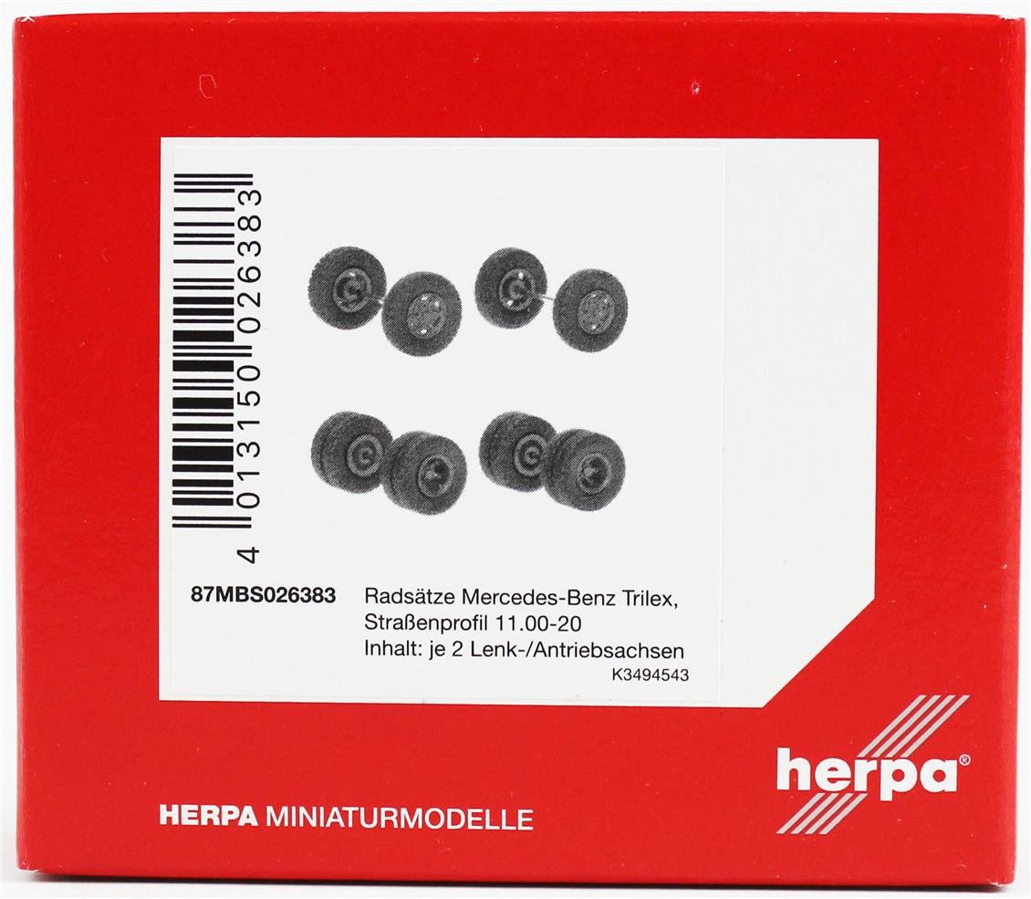 Herpa 87MBS026383 1/87 Ölçek, MB LPS Trilex için Jantlı 12 Tekerlek ve 4 Aks