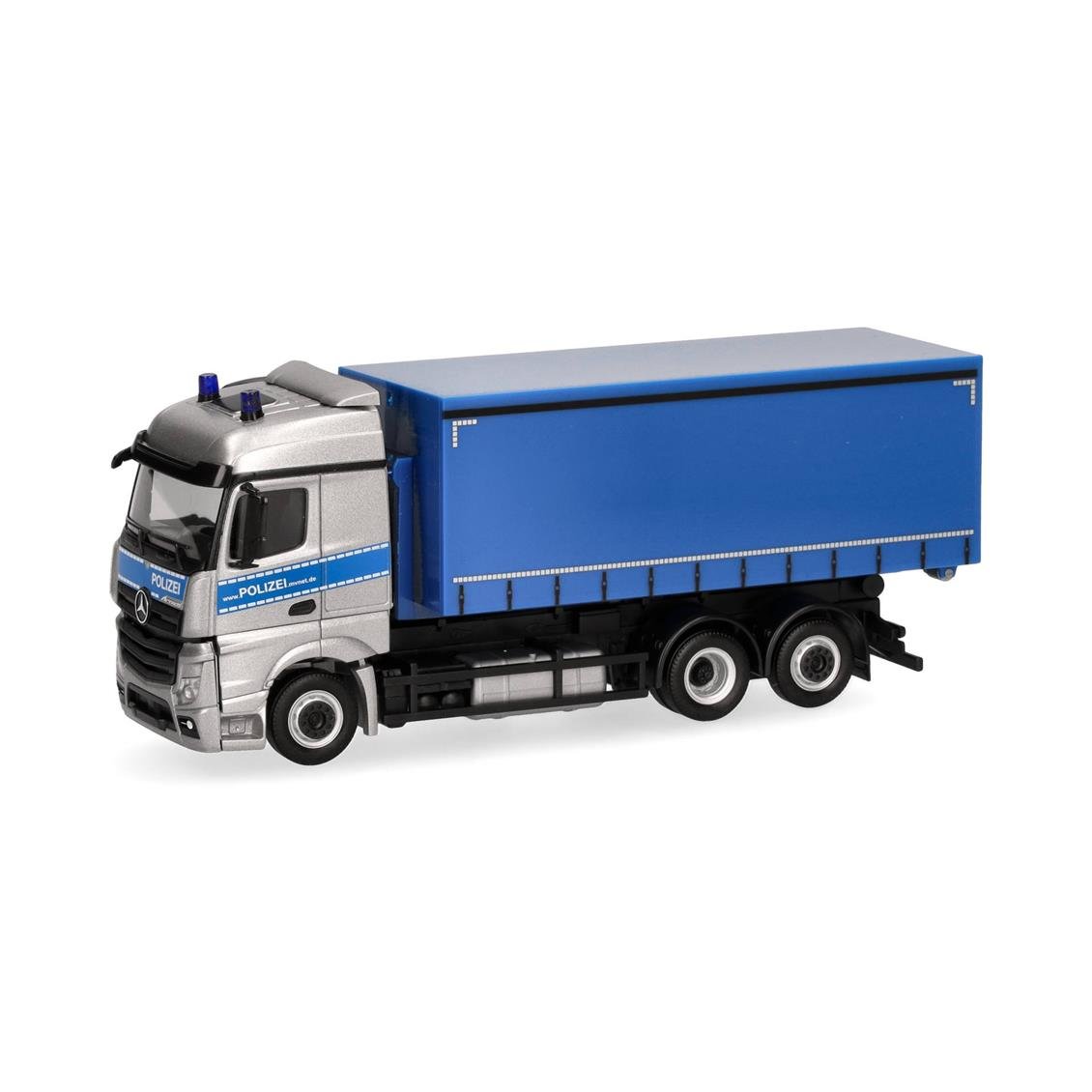 Herpa 98427 1/87 Ölçek, Mercedes-Benz Actros Streamspace Kapalı Kasalı Kamyon, Romanya Çevik Kuuvet Polisi, Sergilemeye Hazır M
