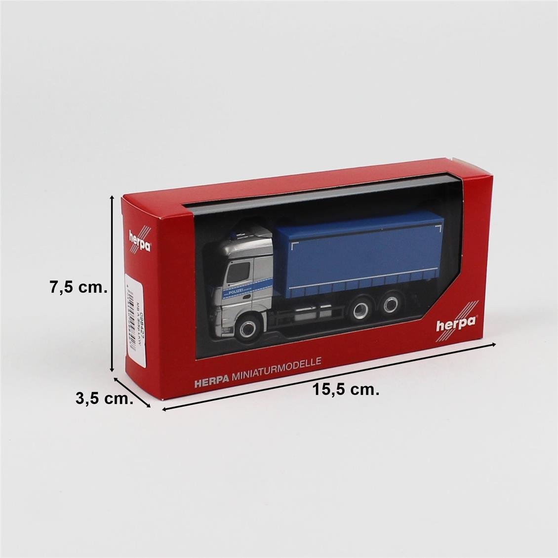 Herpa 98427 1/87 Ölçek, Mercedes-Benz Actros Streamspace Kapalı Kasalı Kamyon, Romanya Çevik Kuuvet Polisi, Sergilemeye Hazır M