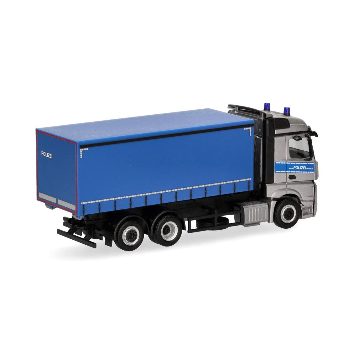 Herpa 98427 1/87 Ölçek, Mercedes-Benz Actros Streamspace Kapalı Kasalı Kamyon, Romanya Çevik Kuuvet Polisi, Sergilemeye Hazır M