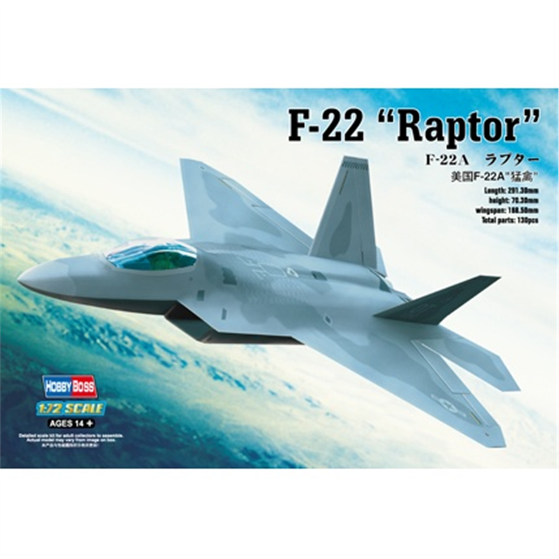 Hobbyboss 80210 1/72 Ölçek, F-22A (Raptor), Savaş Uçağı Plastik Model Kiti