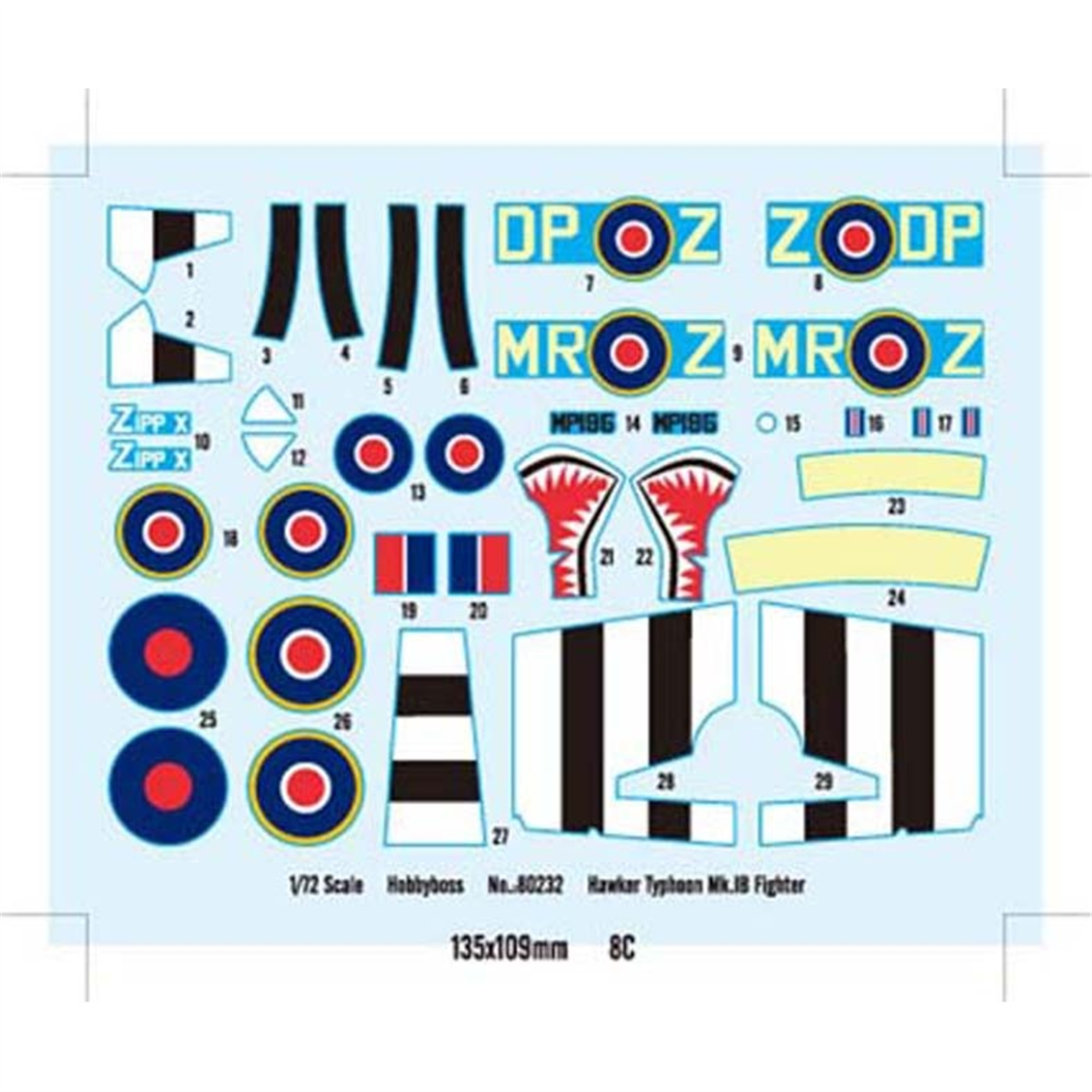 Hobbyboss 80232 1/72 Ölçek, Hawker Typhoon Mk.IB Fighter, Savaş Uçağı Plastik Model Kiti