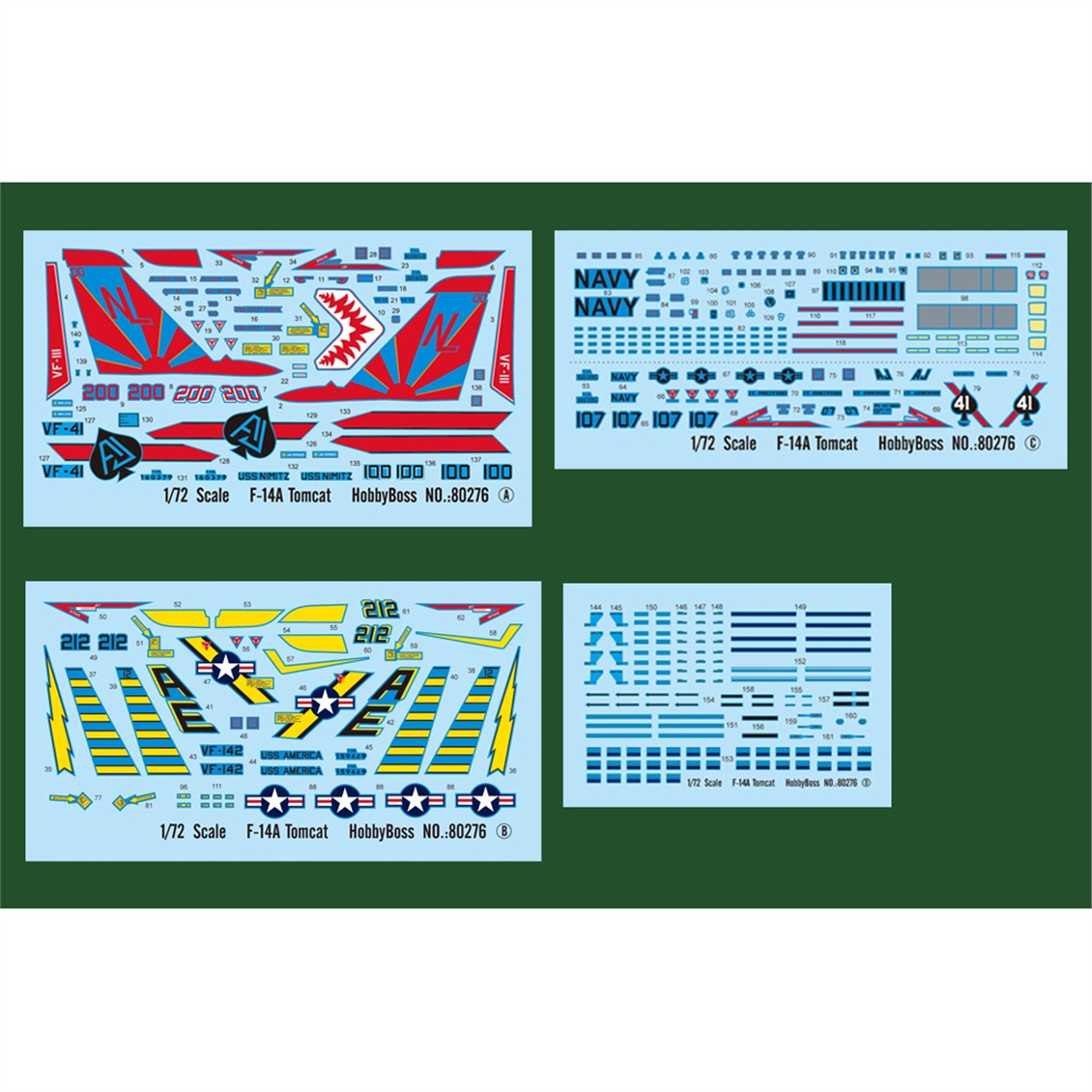 Hobbyboss 80276 1/72 Ölçek, F-14A Tomcat, Savaş Uçağı Plastik Model Kiti