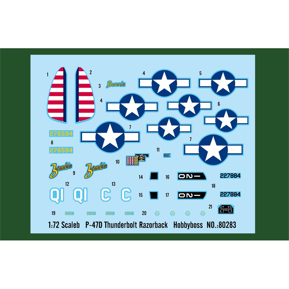 Hobbyboss 80283 1/72 Ölçek, P-47D Thunderbolt Razorback, Savaş Uçağı Plastik Model Kiti