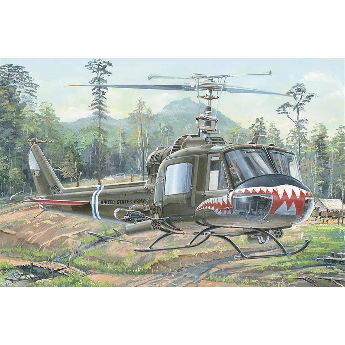 Hobbyboss 81807 1/18 Ölçek, UH-1 Huey B/C, Askjeri Helikopter Plastik Model Kiti