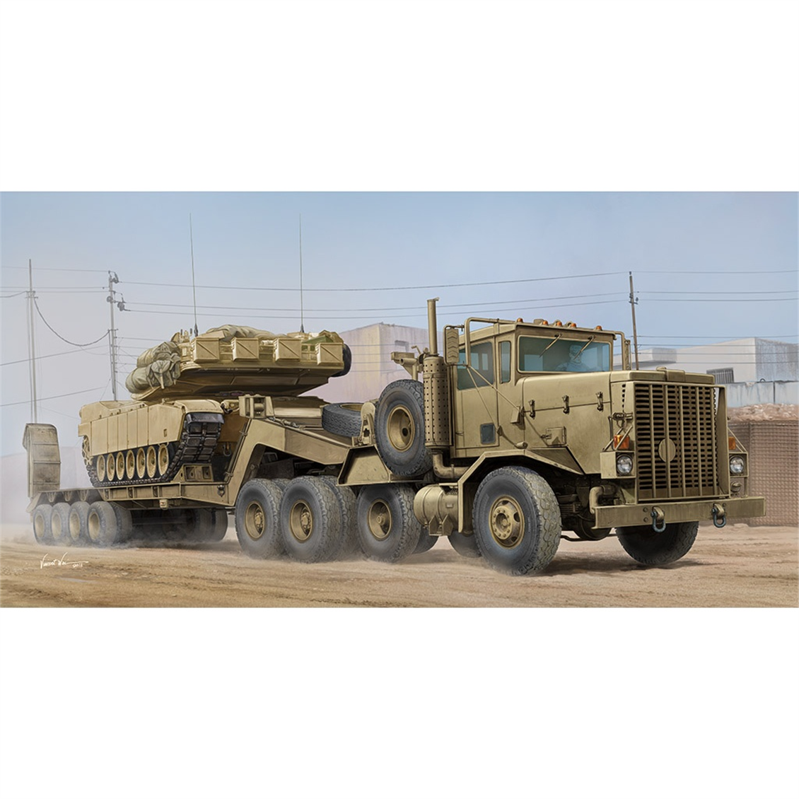 Hobbyboss 85519 1/35 Ölçek, M911 C-HET Çekici ile M747 Tankı ve Ağır Hizmet Dorsesi, Plastik Model Kiti
