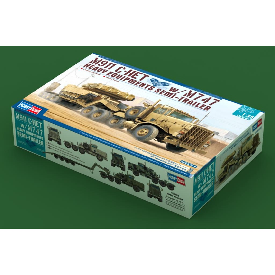Hobbyboss 85519 1/35 Ölçek, M911 C-HET Çekici ile M747 Tankı ve Ağır Hizmet Dorsesi, Plastik Model Kiti