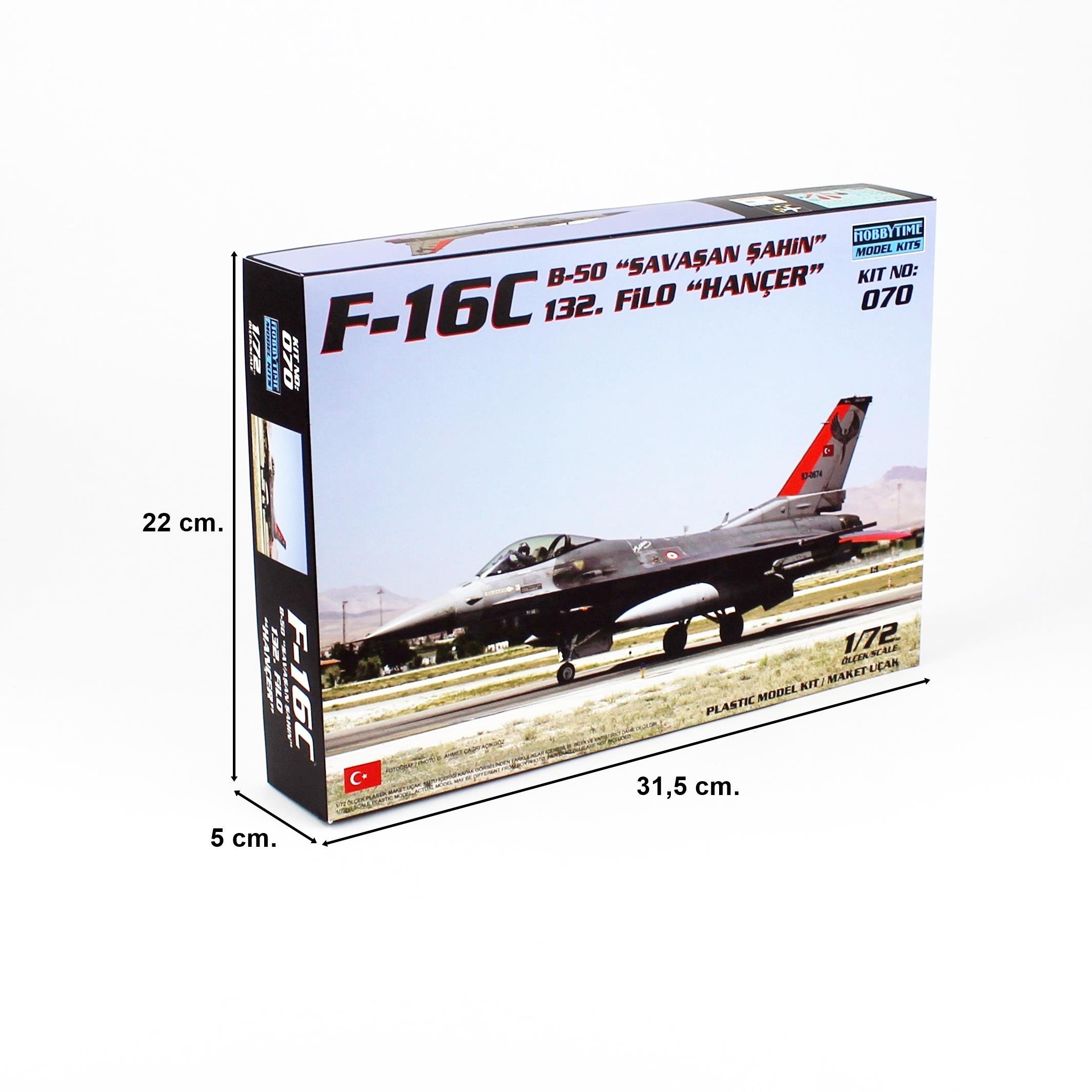 Hobbytime 070 1/72 Ölçek, F-16C B-50  Savaşan Şahin, Hançer 132.Filo, Savaş Uçağı Plastik Model Kiti