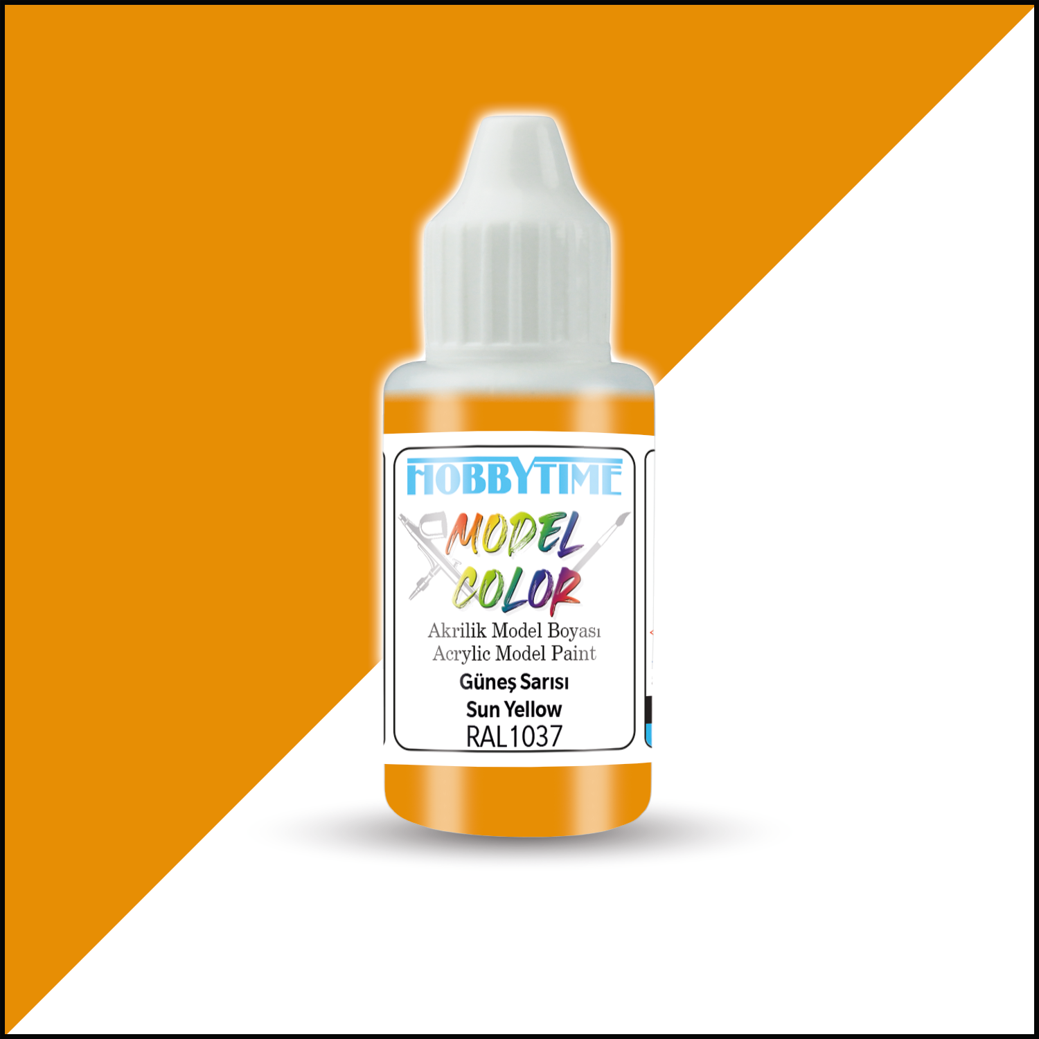 Hobbytime 383 18 ml. RAL1037 Güneş Sarısı (Sun Yellow), Akrilik Model Boyası