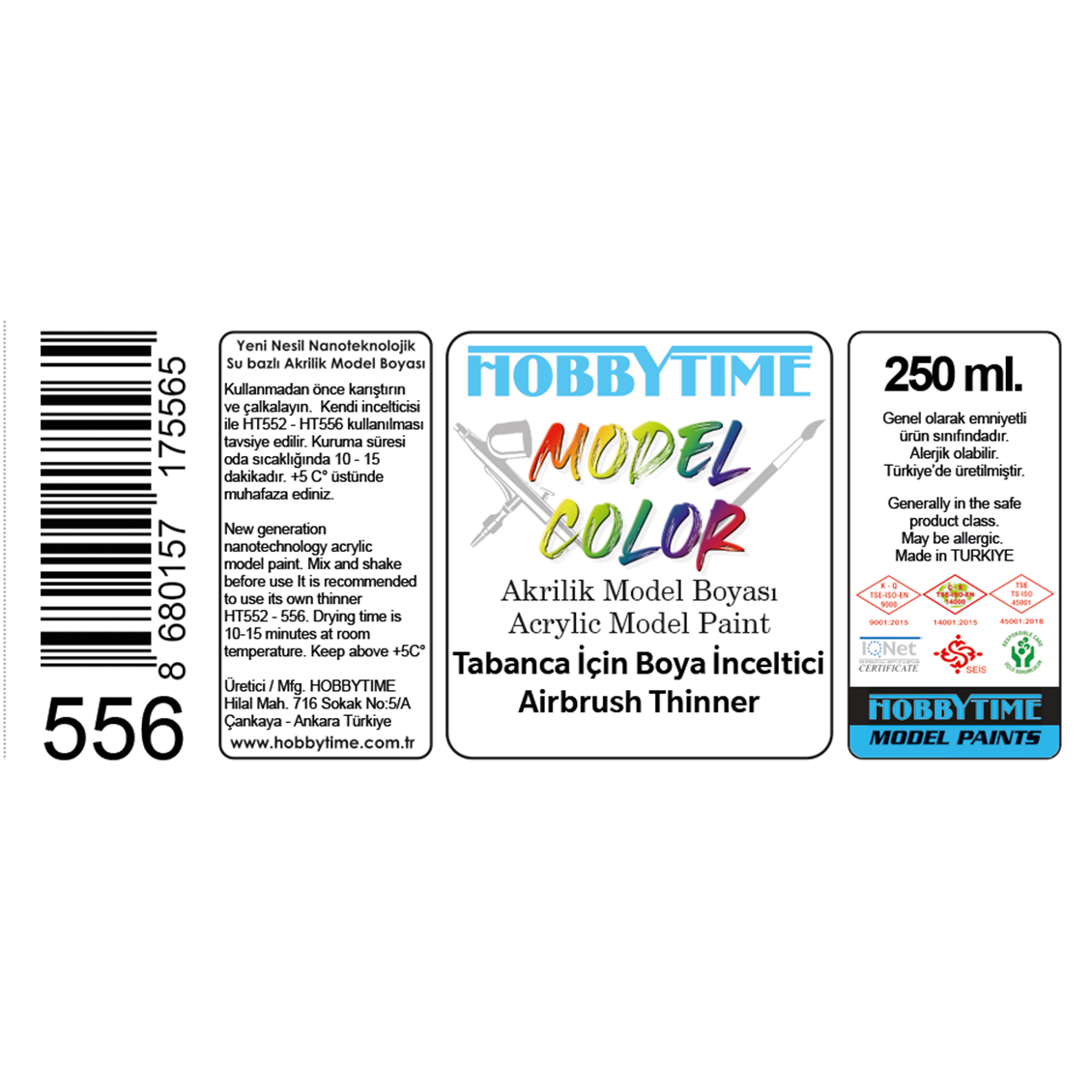 Hobbytime 556 250 ml. Tabanca için Boya İnceltici (Airbrush Thinner)