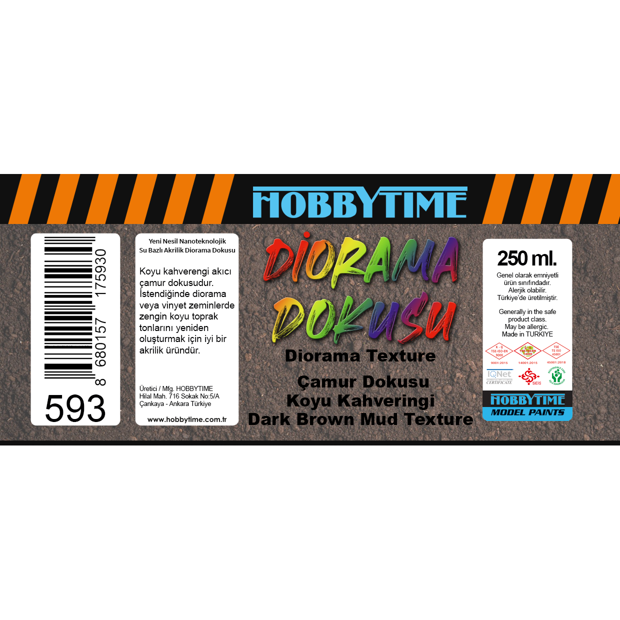 Hobbytime 593 250 ml. Çamur Dokusu, Koyu Kahveringi (Dark Brown Mud Texture)