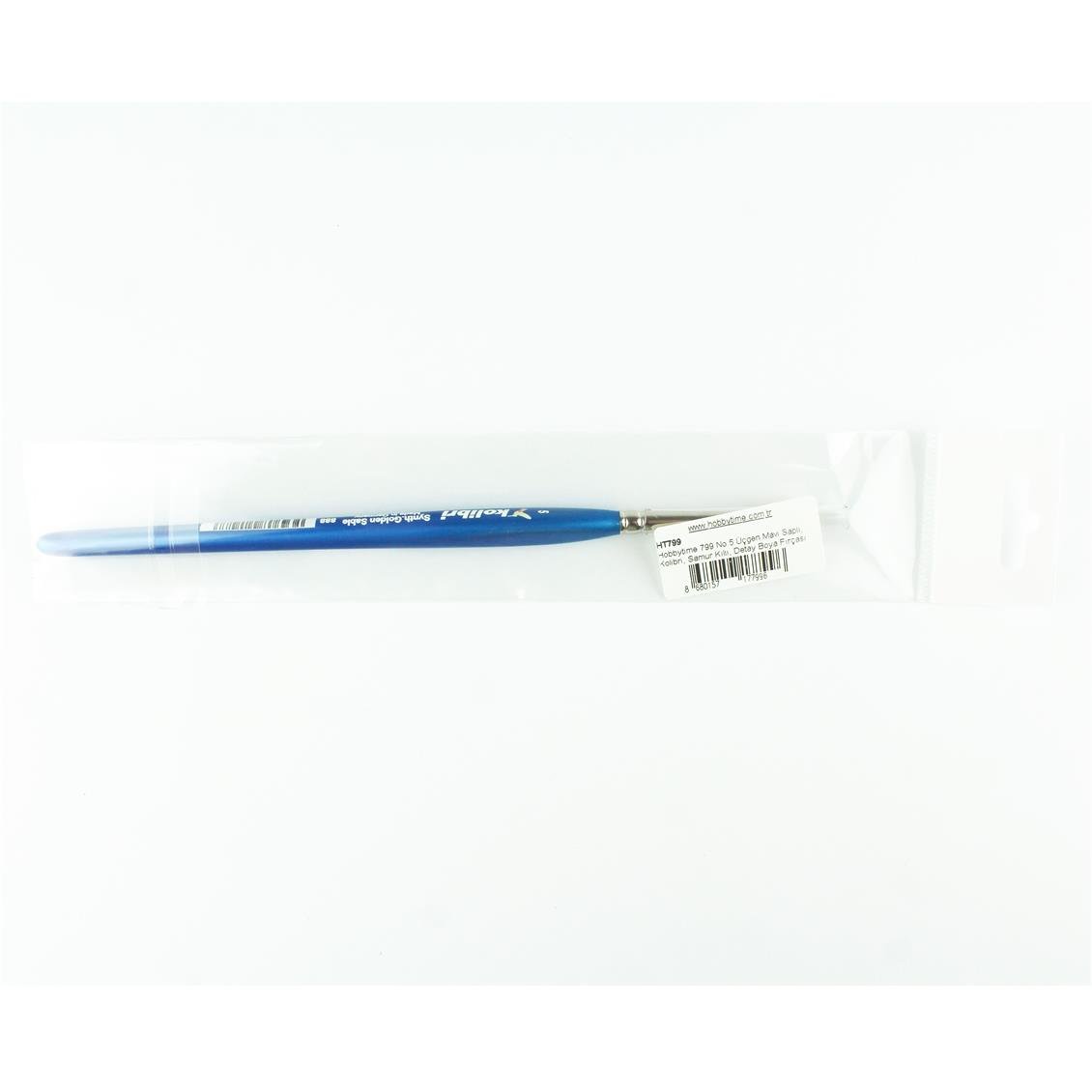 Hobbytime 799 No.5 Üçgen Mavi Saplı, Kolibri, Samur Kıllı, Detay Boya Fırçası