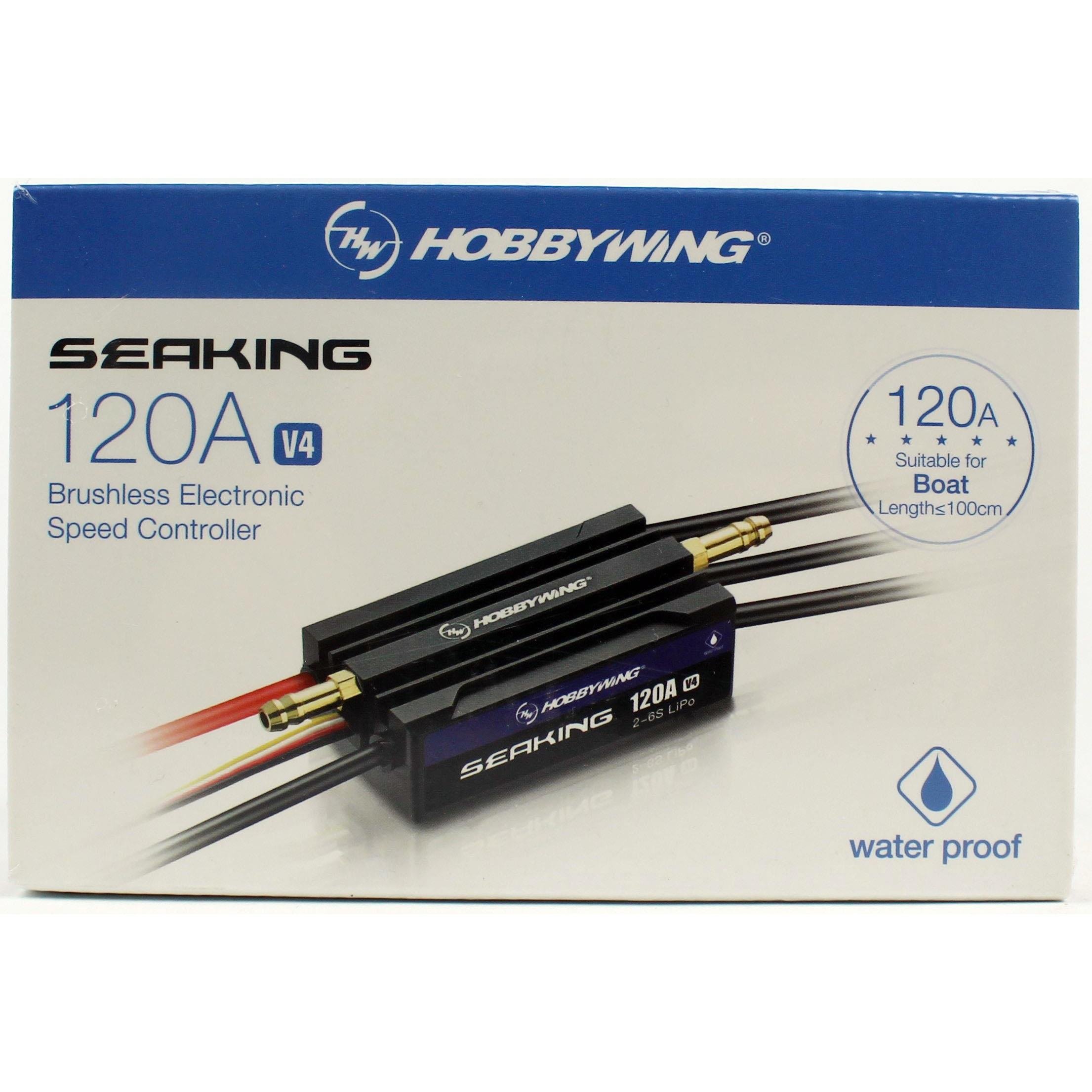 Hobbywing 30302363 Seaking Serisi, 120 Amper, V4, 2-6S Li-Po, Fırçasız Tekne Motoru için Su Soğutmalı Elektronik Hız Kontrolü