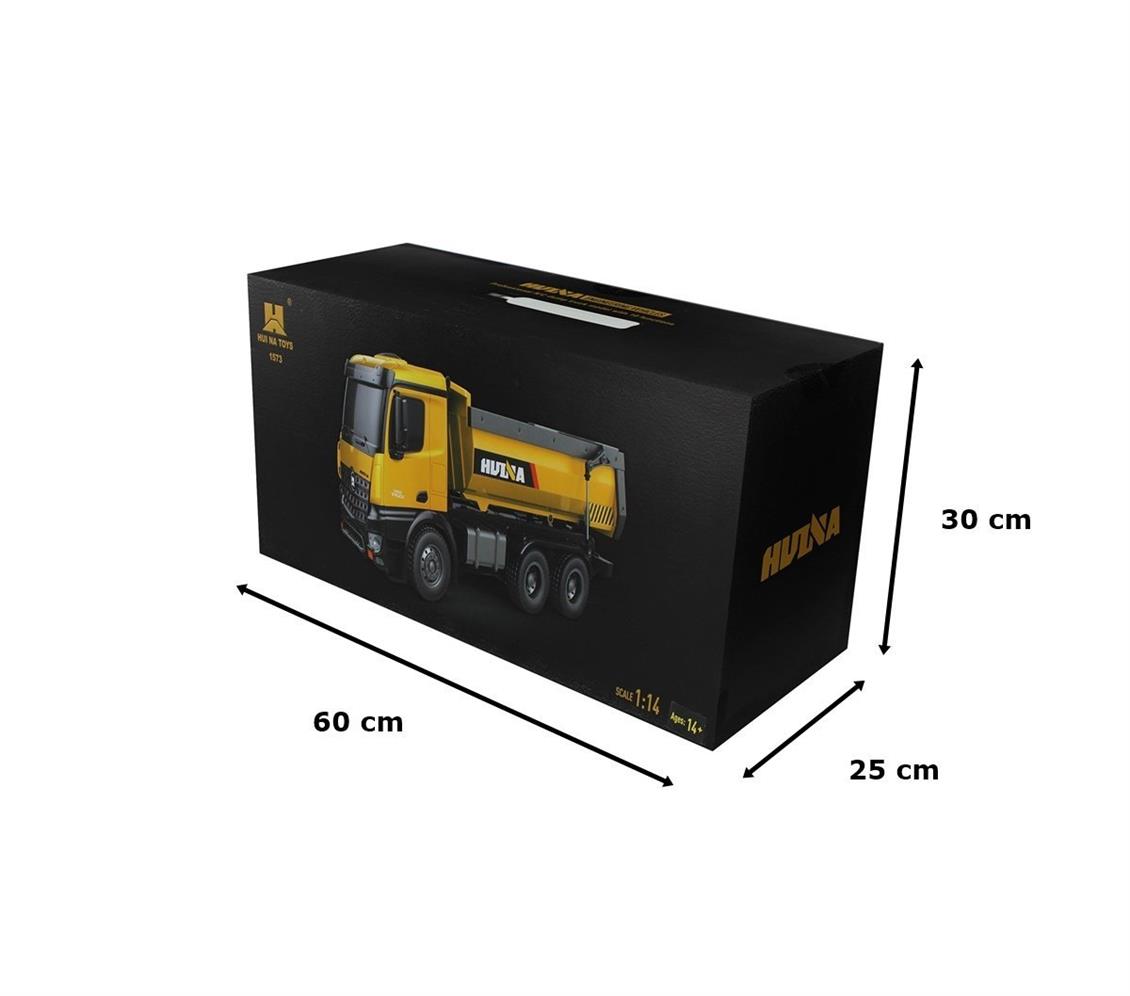 Huina 1573 1/14 Ölçek, Damperli Kamyon, Metal Destekli, 10 Kanal Uzaktan Kumandalı İş Makinası
