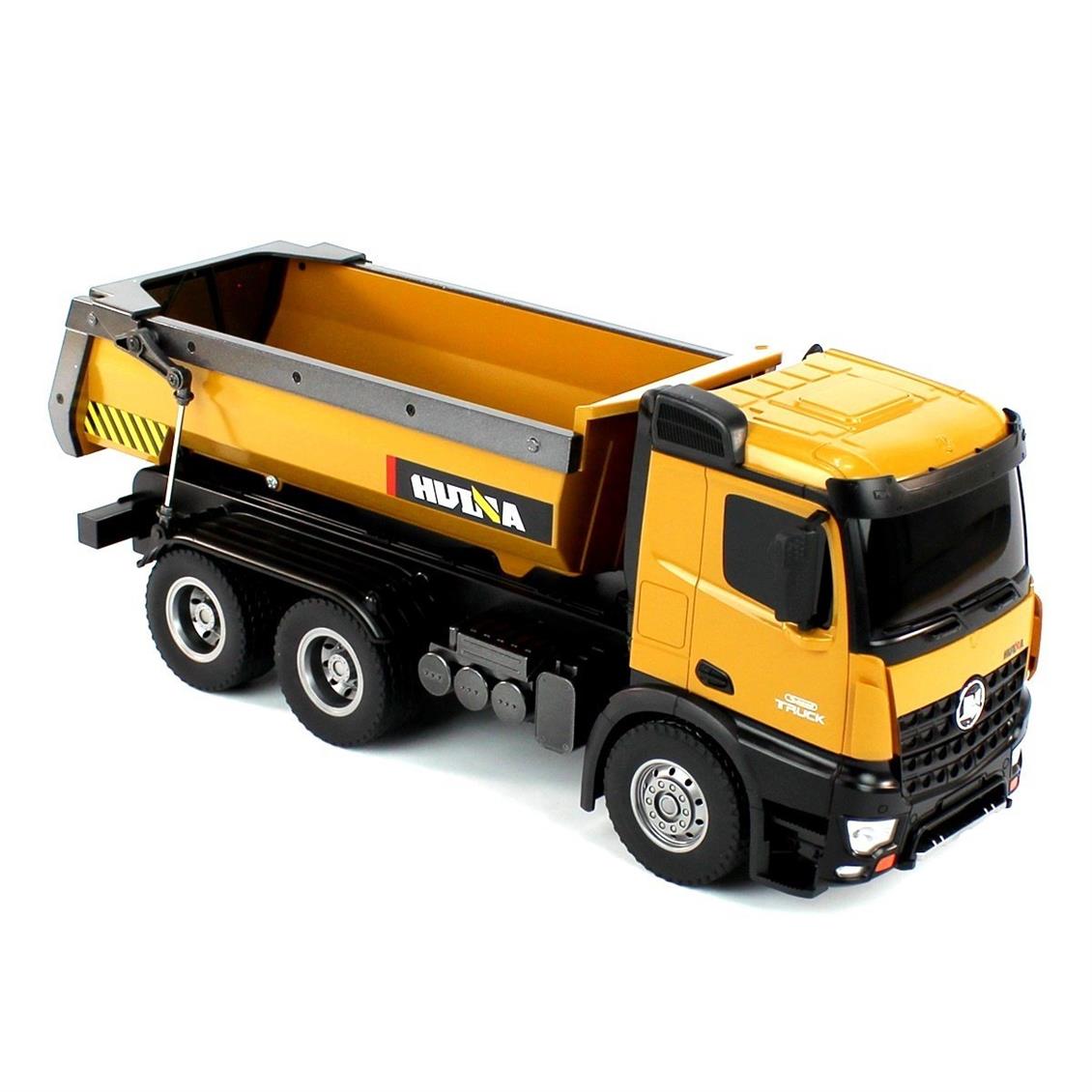 Huina 1573 1/14 Ölçek, Damperli Kamyon, Metal Destekli, 10 Kanal Uzaktan Kumandalı İş Makinası