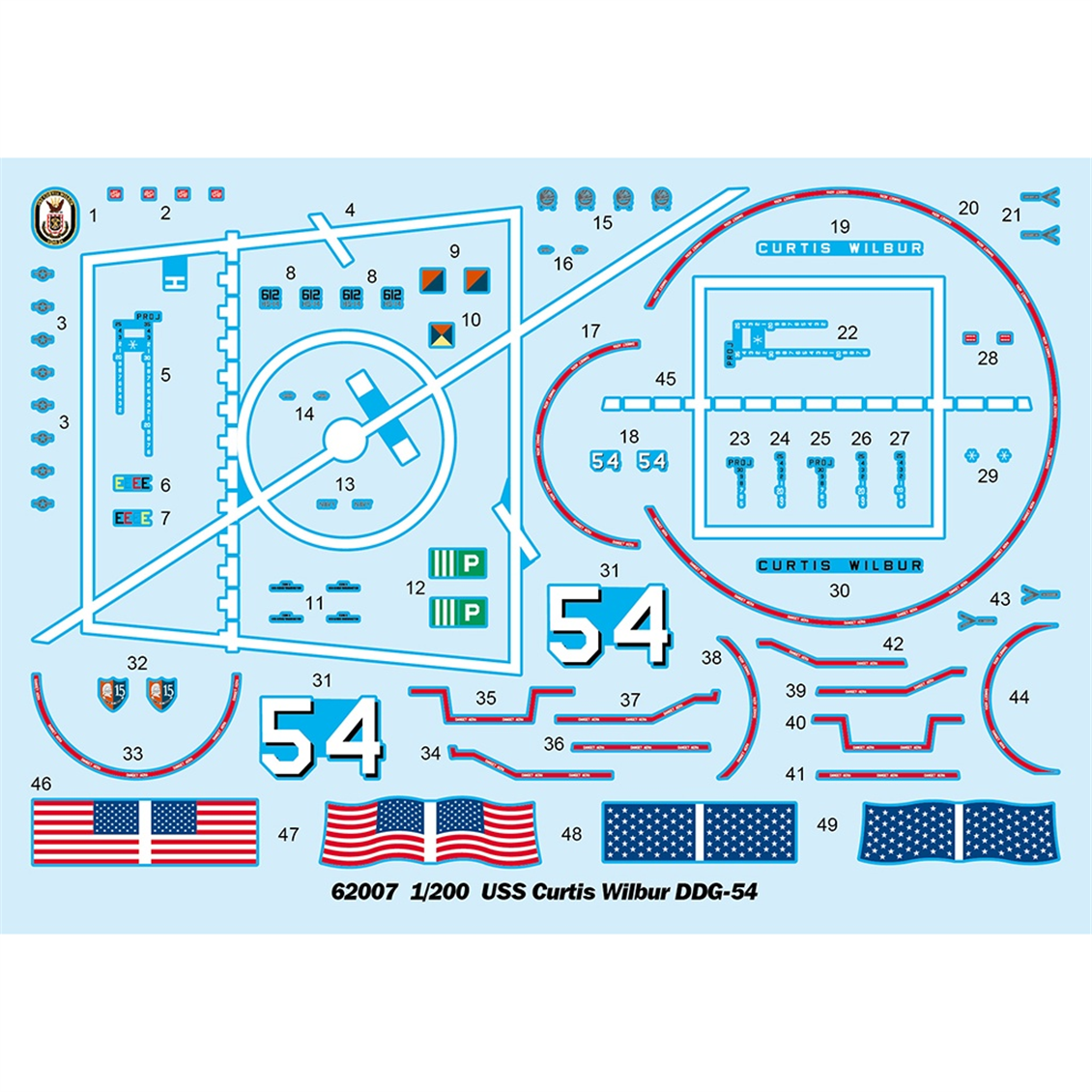 I Love Kit 62007 1/200 Ölçek, USS Curtis Wilbur DDG-54 Savaş Gemisi, Plastik Model Kiti