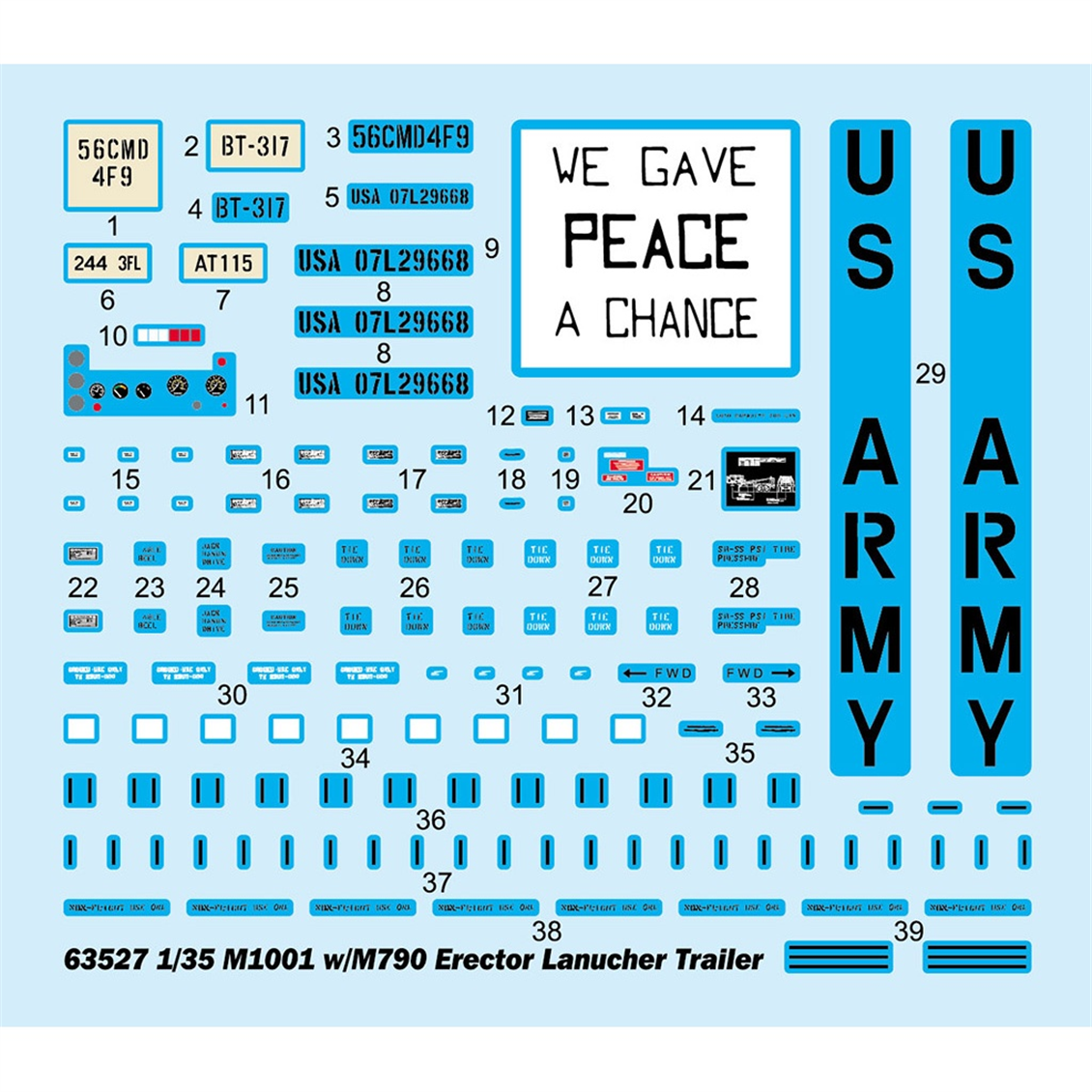 I Love Kit 63527 1/35 Ölçek, M1001 Füze Savunma Sistemi ve M790 Fırlatma Römorku, Plastik Model Kiti