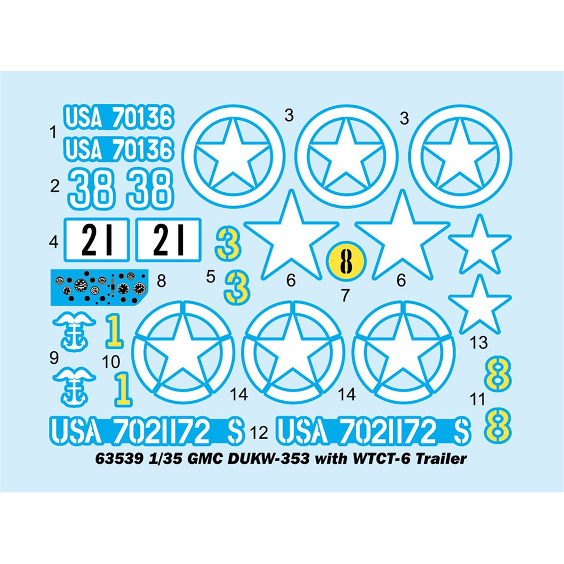 I Love Kit 63539 1/35 Ölçek, GMC DUKW-353 Amfibi Araç ve WTCT-6 Römork, Plastik Model Kiti