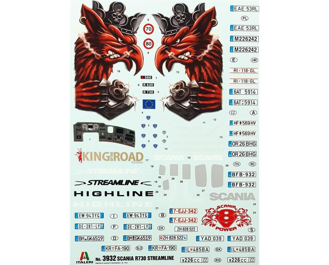 Italeri 3932S 1/24 Scania R730 Streamline Highline Cab Çekici Demonte Plastik Maketi