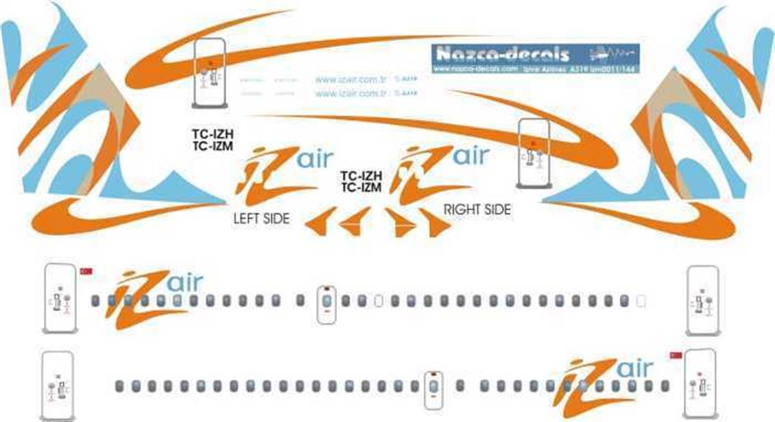 IZM001 1/144 IZMİR AİRLİNES DECAL-A319 STANDARD SC