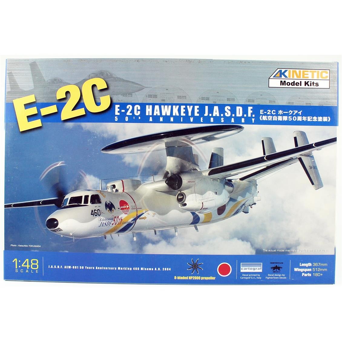 Kinetic K48014A 1/48 E-2C Jasdf NP2000 Props Savaş Uçağı, Plastik Model Kiti