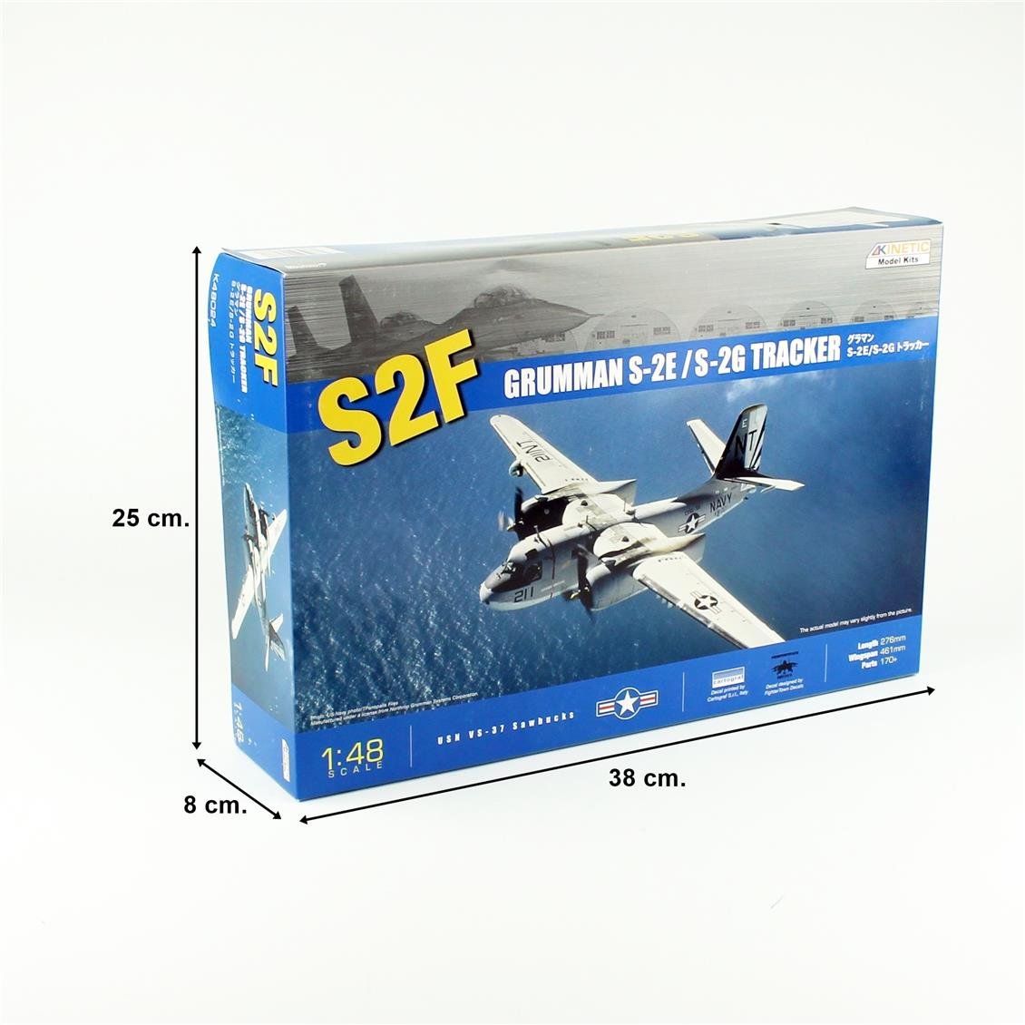 Kinetic K48024 1/48 Grumman S-2E/S-2G Tracker Savaş Uçağı, Plastik Model Kiti