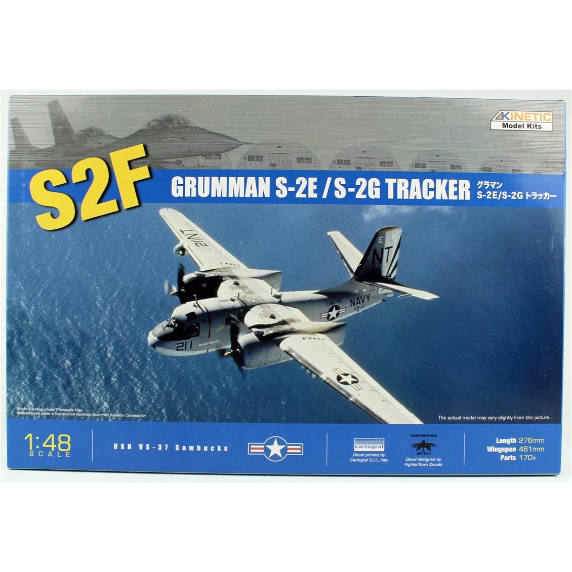 Kinetic K48024 1/48 Grumman S-2E/S-2G Tracker Savaş Uçağı, Plastik Model Kiti