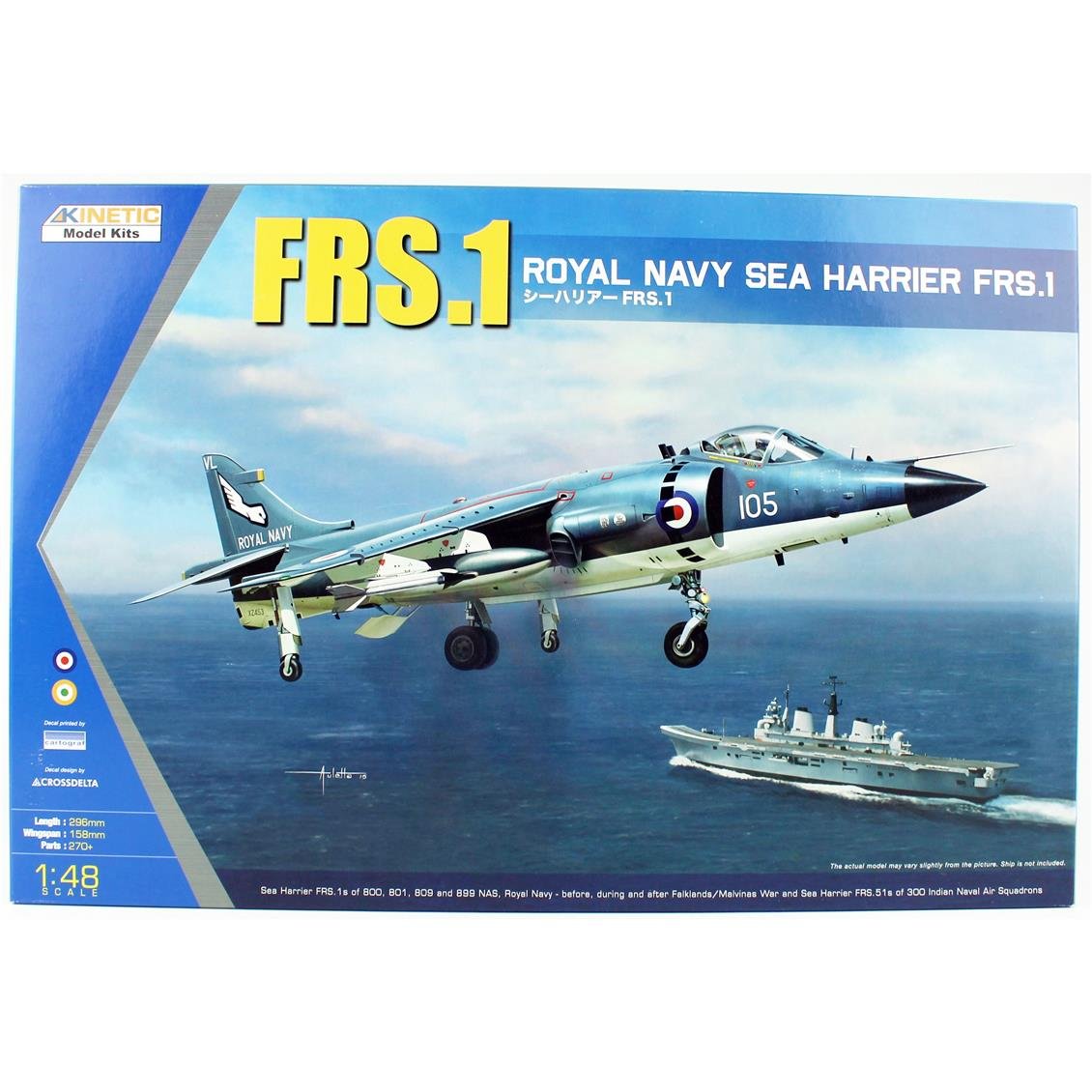 Kinetic K48035 1/48 FRS.1 Royal Navy Sea Harrier Savaş Uçağı, Plastik Model Kiti