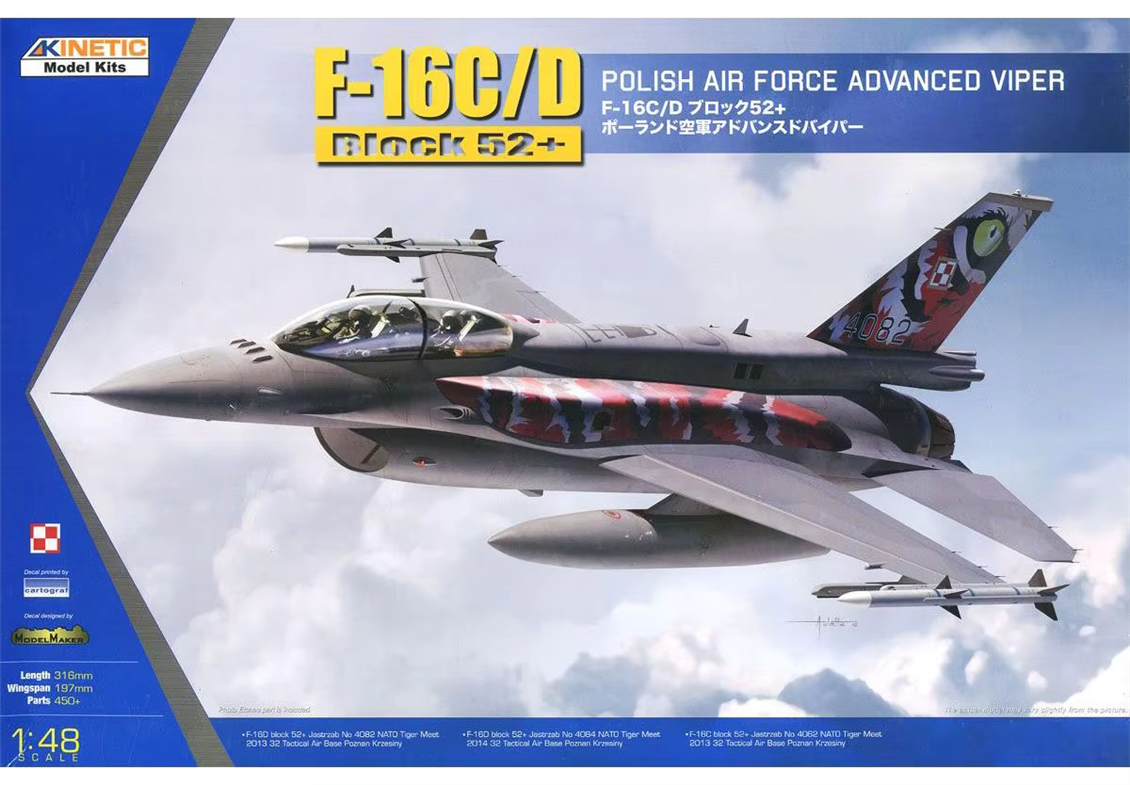 Kinetic K48076 1/48 F-16C/D Block 52+ (Polish Air Force Advanced Viper) Savaş Uçağı, Plastik Model Kiti
