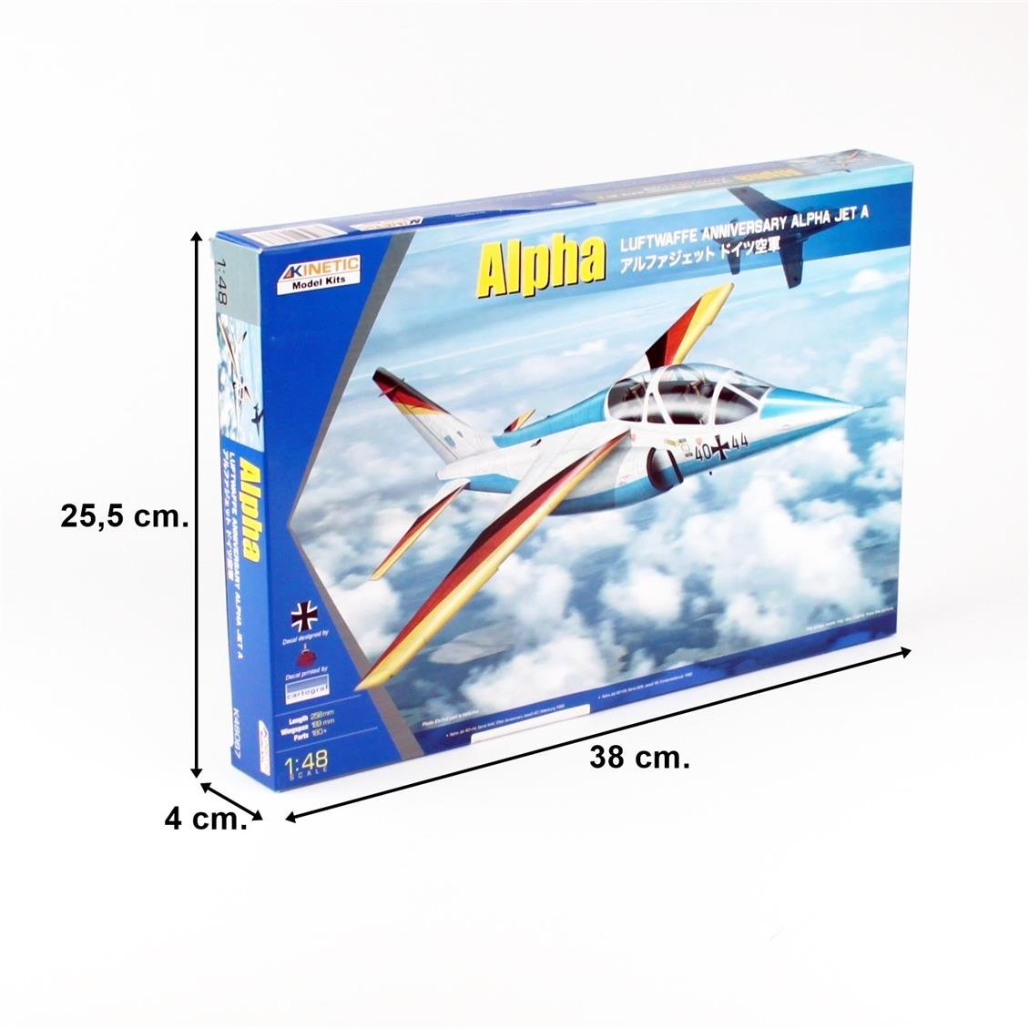 Kinetic K48087 1/48 Alpha Jet A (Luftwaffe Anniversary Alpha Jet A) Savaş Uçağı, Plastik Model Kiti