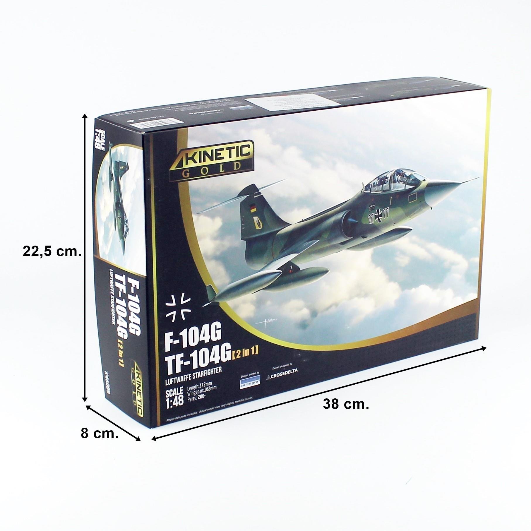 Kinetic K48089 1/48 Lockheed TF-104G Starfighter (Luftwaffe Trainer) Savaş Uçağı, Plastik Model Kiti