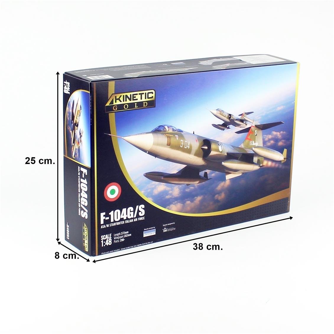 Kinetic K48093 1/48 F-104G (ASA/M Starfighter Italian Air Force) Savaş Uçağı, Plastik Model Kiti