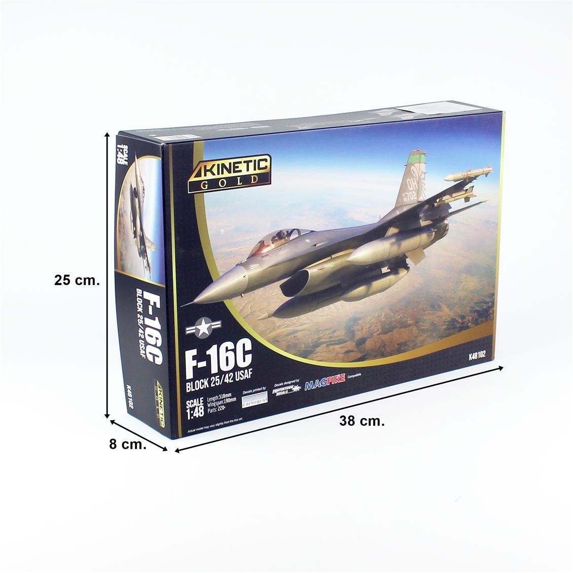 Kinetic K48102 1/48 F-16C Blok 25/42 USAF Savaş Uçağı, Plastik Model Kiti