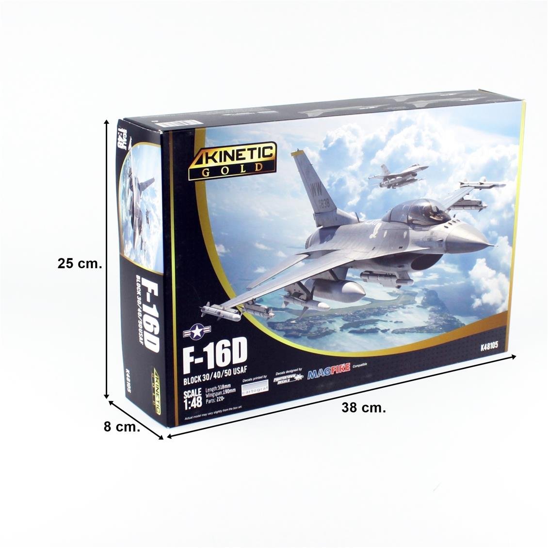 Kinetic K48105 1/48 F-16D Block 30/40/50 USAF Savaş Uçağı, Plastik Model Kiti