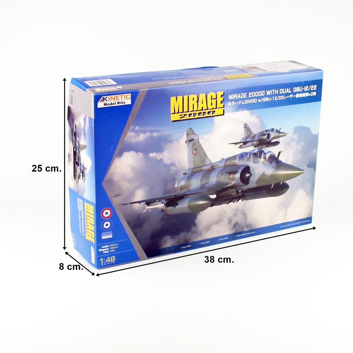 Kinetic K48120 1/48 Mirage 2000D (with dual GBU-12/22) Savaş Uçağı, Plastik Model Kiti