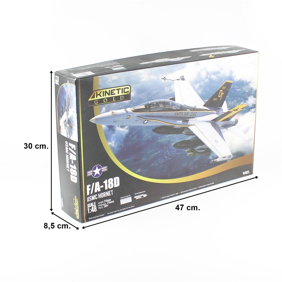 Kinetic K48121 1/48 F/A-18 D Hornet (USMC VFMA-225 w/MF) Savaş Uçağı, Plastik Model Kiti