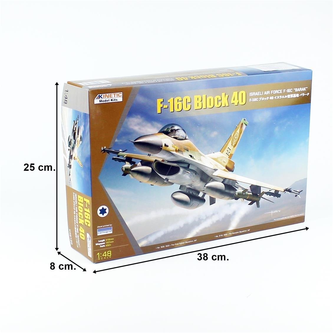 Kinetic K48129 1/48 F-16C Block 40 (Israeli Air Force - Barak) Savaş Uçağı, Plastik Model Kiti