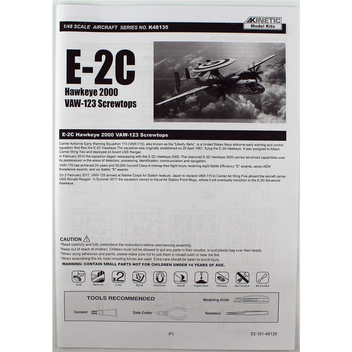 Kinetic K48135 1/48 E-2C Hawkeye 2000 Savaş Uçağı, Plastik Model Kiti