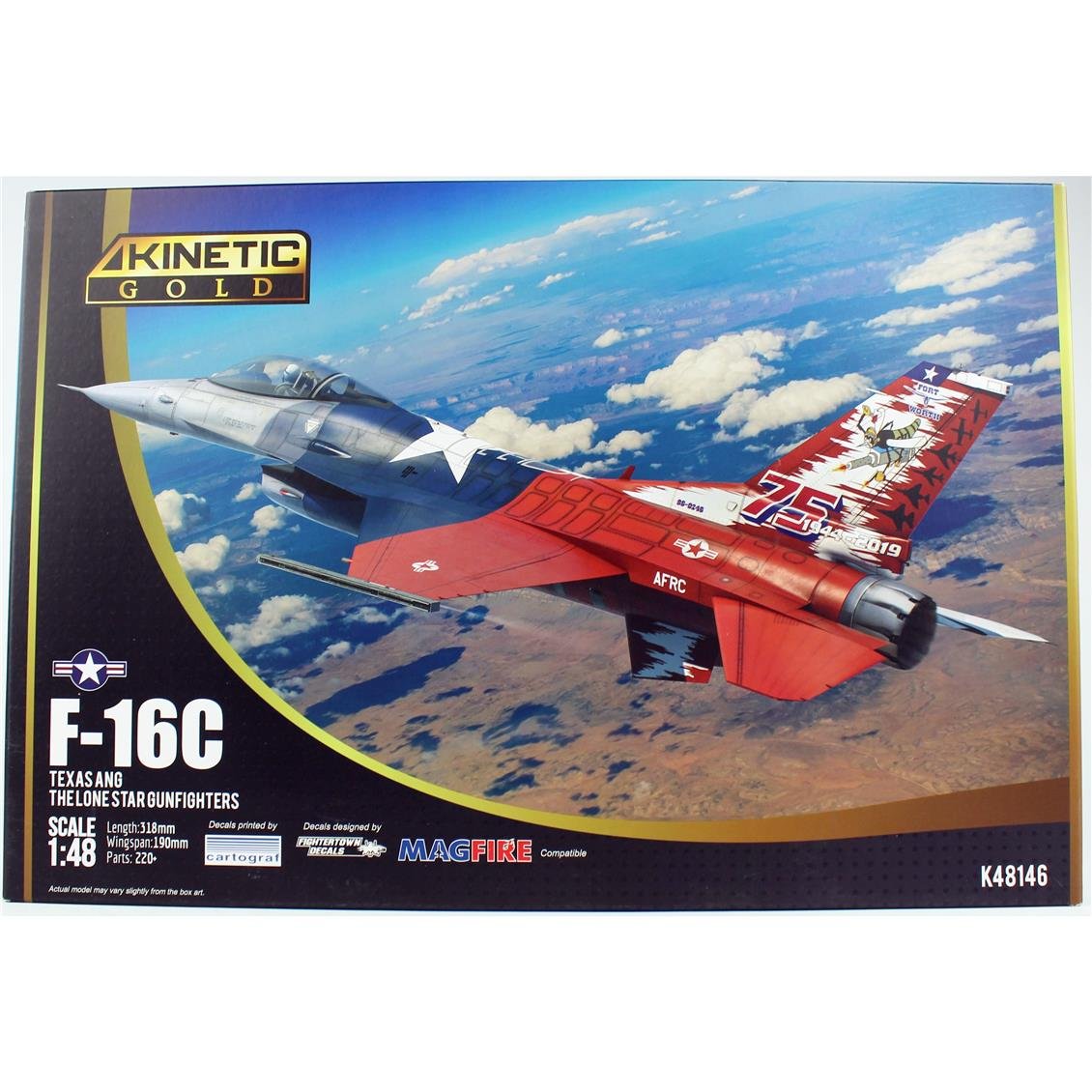 Kinetic K48146 1/48 F-16C TEXAS ANG (ipms 2023) Savaş Uçağı, Plastik Model Kiti