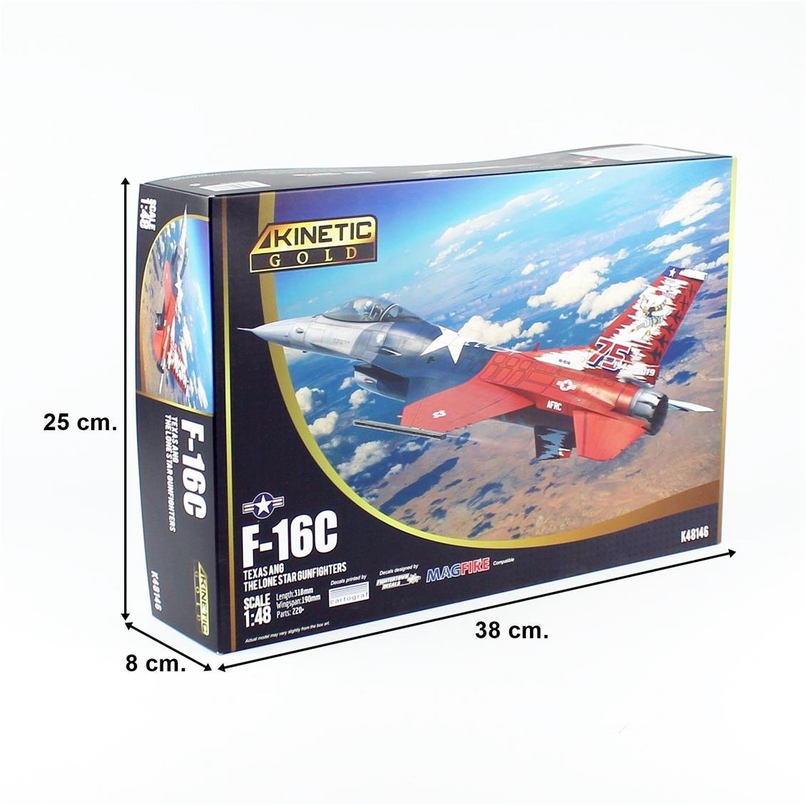 Kinetic K48146 1/48 F-16C TEXAS ANG (ipms 2023) Savaş Uçağı, Plastik Model Kiti