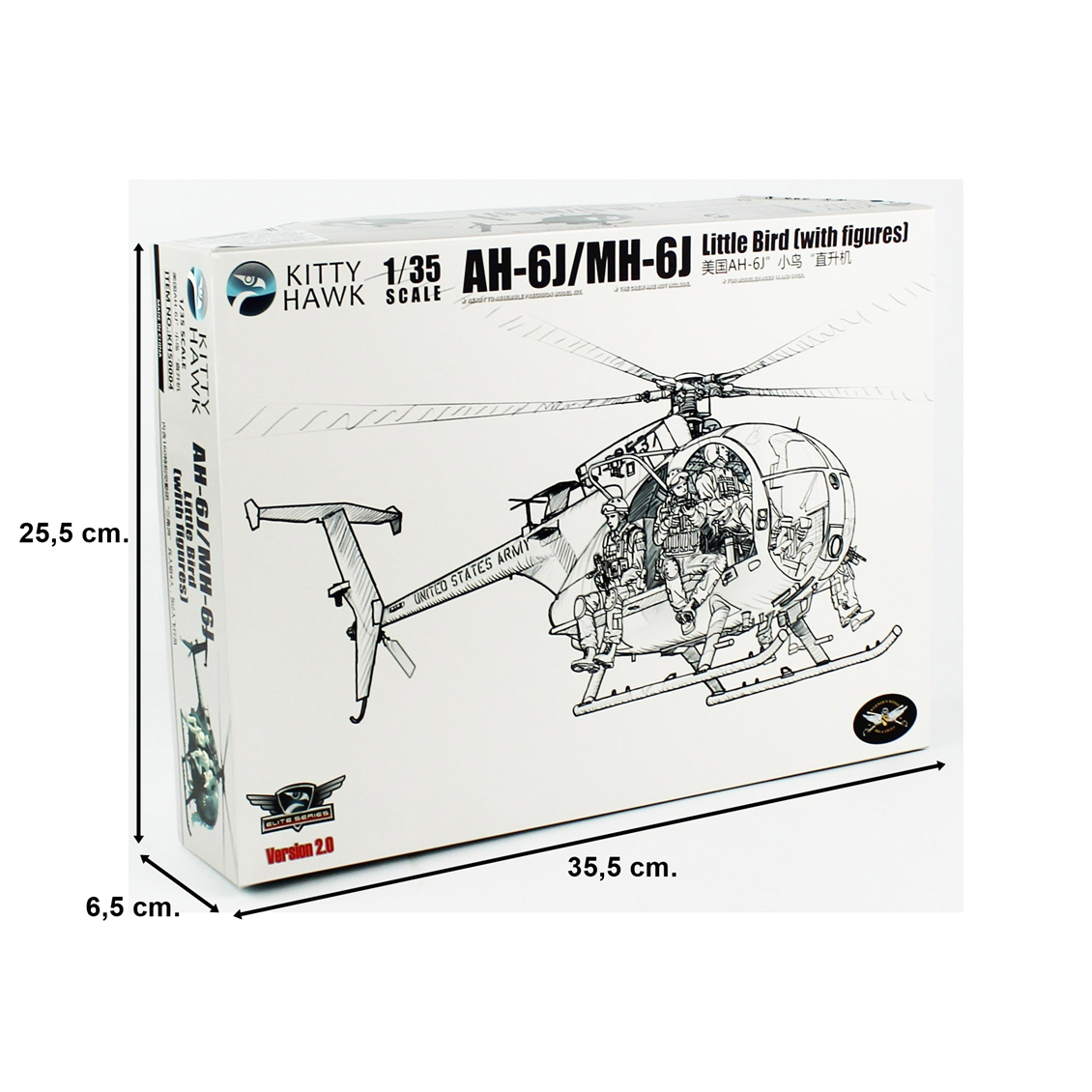 Kitty Hawk 50004 1/35 Ölçek, AH-6J/MH-6J (Little Bird), 6 Adet Resin Figürlü, Askeri Helikopter Plastik Model kiti