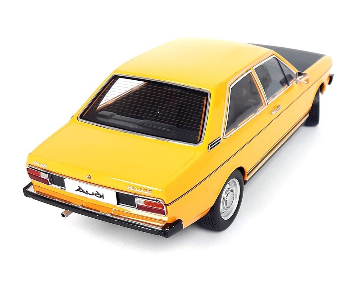 KKscale 180031 1/18 1972 Audi 80 GT/E, Siyah-Sarı, Sergilemeye Hazır Metal Araba Modeli